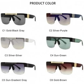 Square Oversized Square Lens Flip Sunglasses for Women and Men - C5 Gun Gradient Gray - CR1987AD4E3 $11.61