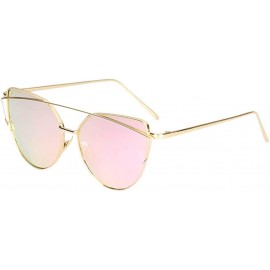Cat Eye Cat Eye Mirrored Flat Lenses Street Fashion Metal Frame Women Sunglasses - A - CT190ND2C4W $17.50