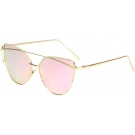 Cat Eye Cat Eye Mirrored Flat Lenses Street Fashion Metal Frame Women Sunglasses - A - CT190ND2C4W $8.75