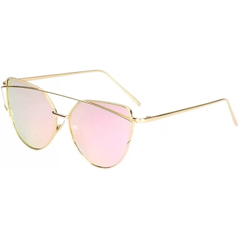 Cat Eye Cat Eye Mirrored Flat Lenses Street Fashion Metal Frame Women Sunglasses - A - CT190ND2C4W $8.75