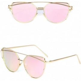 Cat Eye Cat Eye Mirrored Flat Lenses Street Fashion Metal Frame Women Sunglasses - A - CT190ND2C4W $18.18