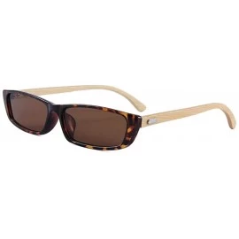 Square Bamboo Feet Thin Frame Sunglasses Bamboo Feet Square Sunglasses Men Bamboo Glasses - CG18XD4HC0W $35.72