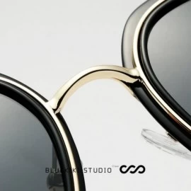 Round Oversized Round Sunglasses for Women - UV Protection - Hippie Hipster Women Sunglasses - Black - CC180C0KYHT $15.21