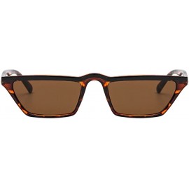Square Womens Flat Top Half Lunette Retro Small Square Cat Eye Sunglasses - Leopard Frame & Brown Lens - CI18CX55UYH $11.93