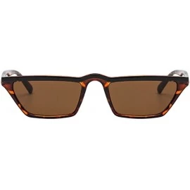 Square Womens Flat Top Half Lunette Retro Small Square Cat Eye Sunglasses - Leopard Frame & Brown Lens - CI18CX55UYH $18.94
