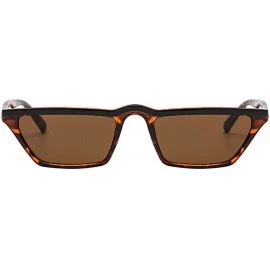 Square Womens Flat Top Half Lunette Retro Small Square Cat Eye Sunglasses - Leopard Frame & Brown Lens - CI18CX55UYH $11.93