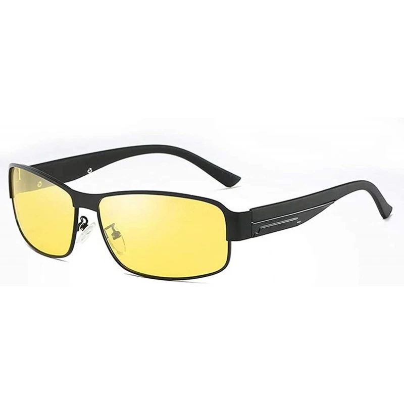 Oval Men's Hot Retro Driving Polarized Sunglasses Metal Frame 100% UV protection - Black-yellow - C918K2X433Q $30.19