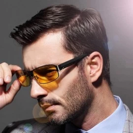 Oval Men's Hot Retro Driving Polarized Sunglasses Metal Frame 100% UV protection - Black-yellow - C918K2X433Q $30.19
