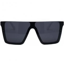 Oversized Womens Boyfriend Style Sunglasses Oversized Square Flat Top Shades UV 400 - White (Black) - CW197Q7RMXN $24.34