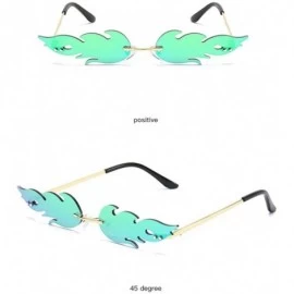 Round Sunglasses Unisex Flame Teen Girls Eyewear Novelty Rimless Small Face Glasses - Blue - CR198Q44W7H $9.85