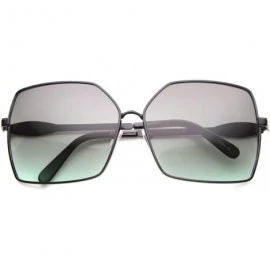 Square Womens Oversize Metal Frame Two-Toned Gradient Lens Square Sunglasses 65mm - Black / Smoke Green - CE12H0L9NGF $9.24