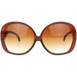 Butterfly Extra Large Oversized Curved Drop Temple Womens Butterfly Fashion Sunglasses - Brown - CT11SD065BT $12.67