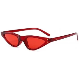 Aviator New Small Sunglasses Women Cat Eye Vintage Black Leopard Red Triangle C7 - C6 - CZ18YKUE4LR $11.47