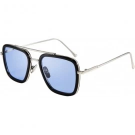 Round Retro Square Sunglasses Tony Sunglasses Trendy Gradient Lens B2510 - Blue Edith - CC18WGN45T5 $12.93