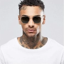 Oval Square Sunglases Men Women Metal Frame Fishing Glasses Gold Gray Eyewear - Silver Gray - CE194OR45O7 $22.35