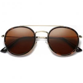 Round Small Round Double Bridge Sunglasses For Women Men Polarized 100% UV Protection - CQ18XT6YT66 $14.11