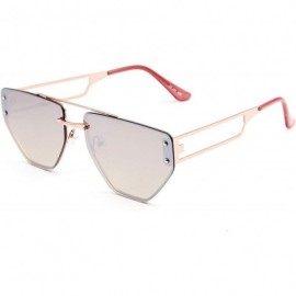 Square New Avaitor Sunglasses- Rimless Metal- Mirrored Lens- Unique Design Sun Glasses - Brown - C718WNEH4ZI $8.34