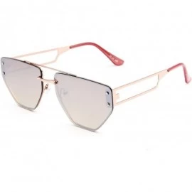 Square New Avaitor Sunglasses- Rimless Metal- Mirrored Lens- Unique Design Sun Glasses - Brown - C718WNEH4ZI $17.87