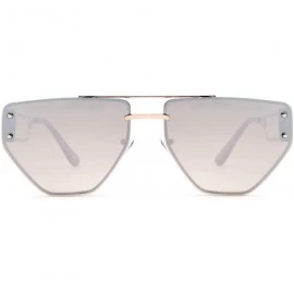Square New Avaitor Sunglasses- Rimless Metal- Mirrored Lens- Unique Design Sun Glasses - Brown - C718WNEH4ZI $8.34