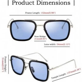 Round Retro Square Sunglasses Tony Sunglasses Trendy Gradient Lens B2510 - Blue Edith - CC18WGN45T5 $12.93