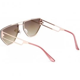 Square New Avaitor Sunglasses- Rimless Metal- Mirrored Lens- Unique Design Sun Glasses - Brown - C718WNEH4ZI $8.34