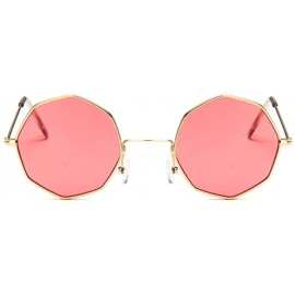 Round Vintage Octagon Round Sunglasses Women Steampunk Small Metal Frame Yellow Red Sun Glasses for Men - Gold Yellow - CT199...