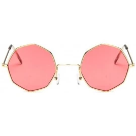 Round Vintage Octagon Round Sunglasses Women Steampunk Small Metal Frame Yellow Red Sun Glasses for Men - Gold Yellow - CT199...