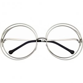 Oversized Retro Indie Dual Metal Oversize Round Mirrored Lens Sunglasses - Clear - CL18TZZWUCD $7.91