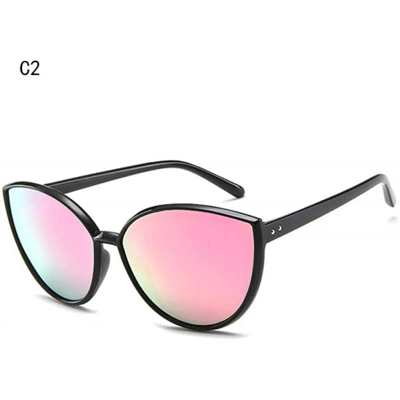 Aviator 2019 New Cat Eye Women Sunglasses Brand Designer Mirror Color Lens Men C1 - C2 - CE18XE93GEW $11.91