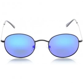 Round Vintage Style Quality Round Polarized Sunglasses - Black Frame-blue Revo - C6127HQCVSF $11.75