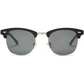 Rimless Classic Semi Rimless Polarized Sunglasses with Metal Rivets - Matte Black/Silver Rimmed - CP18A4RWN2D $13.30