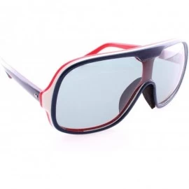 Oversized Retro Vintage Oversized Aviator Sunglasses - Red- White- Blue - C212HSCROZX $40.10