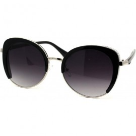 Cat Eye Womens Chic Glitter Side Visor Oversize Cat Eye Designer Sunglasses - Black Silver Smoke - CU18Y934E5M $27.49