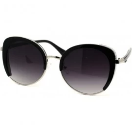 Cat Eye Womens Chic Glitter Side Visor Oversize Cat Eye Designer Sunglasses - Black Silver Smoke - CU18Y934E5M $26.42