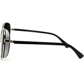 Cat Eye Womens Chic Glitter Side Visor Oversize Cat Eye Designer Sunglasses - Black Silver Smoke - CU18Y934E5M $16.42