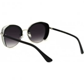 Cat Eye Womens Chic Glitter Side Visor Oversize Cat Eye Designer Sunglasses - Black Silver Smoke - CU18Y934E5M $16.42