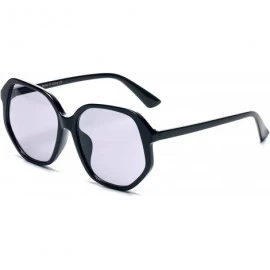 Square Women Retro Geometric Round Square Oversized Large Colored Lens UV Protection Fashion Sunglasses - Black - CY18WUCY6TE...