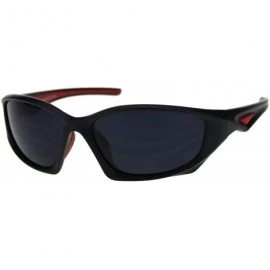 Rectangular Mens Classic 90s Aerodynamic Plastic Sport Warp Around Sunglasses - Matte Black Red Black - CN18RRQT009 $18.03