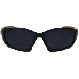 Rectangular Mens Classic 90s Aerodynamic Plastic Sport Warp Around Sunglasses - Matte Black Red Black - CN18RRQT009 $7.55