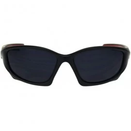 Rectangular Mens Classic 90s Aerodynamic Plastic Sport Warp Around Sunglasses - Matte Black Red Black - CN18RRQT009 $18.03