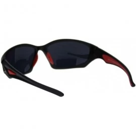 Rectangular Mens Classic 90s Aerodynamic Plastic Sport Warp Around Sunglasses - Matte Black Red Black - CN18RRQT009 $7.55