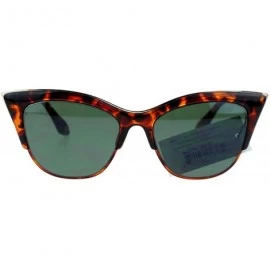 Oversized Womens High Point Squared Half Rim Look Cat Eye Sunglasses - Tortoise Black - C511ZFVWTZP $10.82