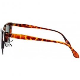 Oversized Womens High Point Squared Half Rim Look Cat Eye Sunglasses - Tortoise Black - C511ZFVWTZP $10.82