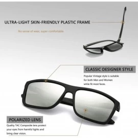 Rectangular Mens Square Polarized Sunglasses Lightweight Boys Stylish Driving Sun Glasses - TAC - UV400 - Matte Black/Silver ...