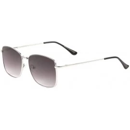 Butterfly Rounded Square Butterfly Thin Metal Frame Sunglasses - Smoke Silver - CD197A3GQIK $26.30