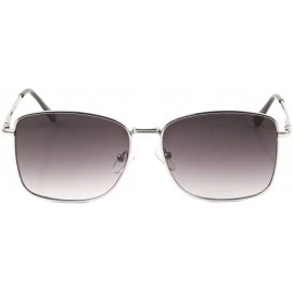 Butterfly Rounded Square Butterfly Thin Metal Frame Sunglasses - Smoke Silver - CD197A3GQIK $11.17