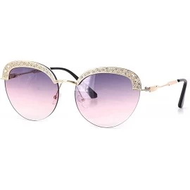Round Fashion Round Metal Frame Sparkling Crystal Sunglasses UV Protection Eyewear Oversized - Pink - CC1906SE8KU $26.66