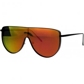 Shield Oversized Shield Fashion Sunglasses Flat Top Metal Frame Mirror Lens - Black (Fuchsia Mirror) - C6186HZWUTG $23.70