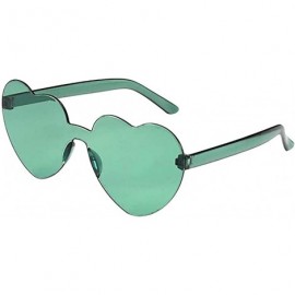 Rimless Rimless Women Love Heart Shaped Sunglasses for Women UV400 Sunglasses Trendy Transparent Resin Lens Love Glasses - CN...