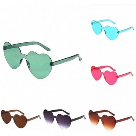 Rimless Rimless Women Love Heart Shaped Sunglasses for Women UV400 Sunglasses Trendy Transparent Resin Lens Love Glasses - CN...